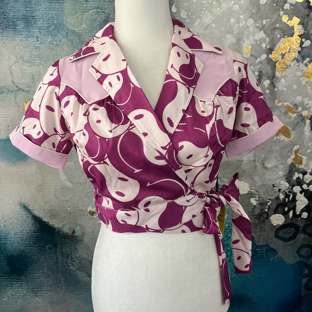Unique Vintage X Smiley | Purple Wrap Top